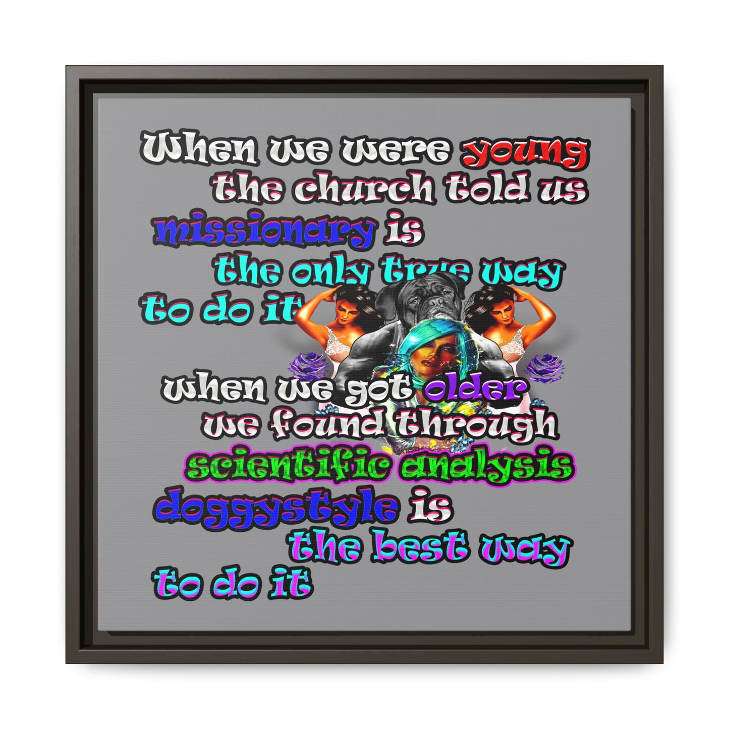 doggystyle - framed canvas art (grey)
