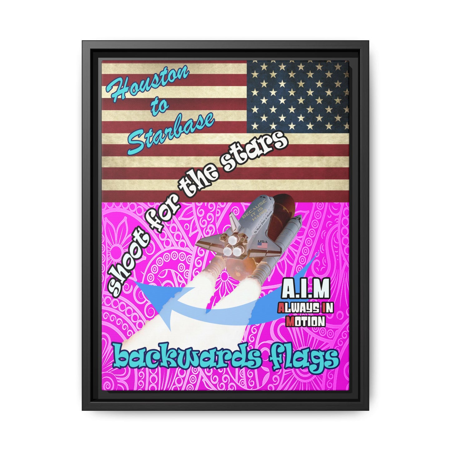 shoot for the stars - framed canvas art (pink swirl)