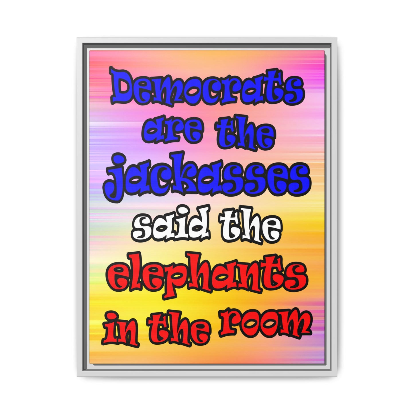 donkeys and elephants - framed canvas art (color blur)