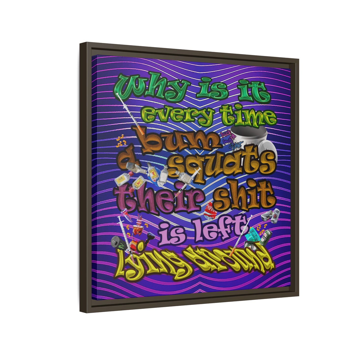 the bum's shit - framed canvas art (purple wave)