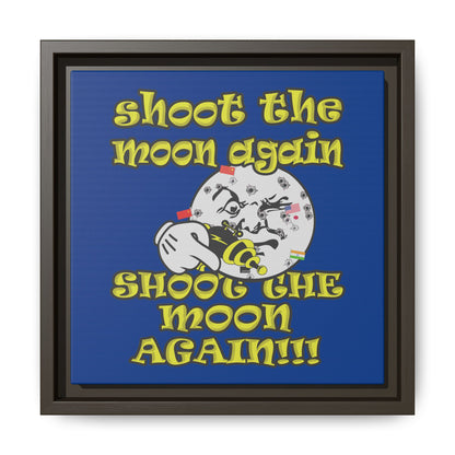 shoot the moon again - framed canvas art (dark blue)