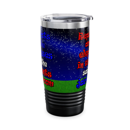 donkeys and elephants - Ringneck Tumbler, 20oz ('snoops' background)