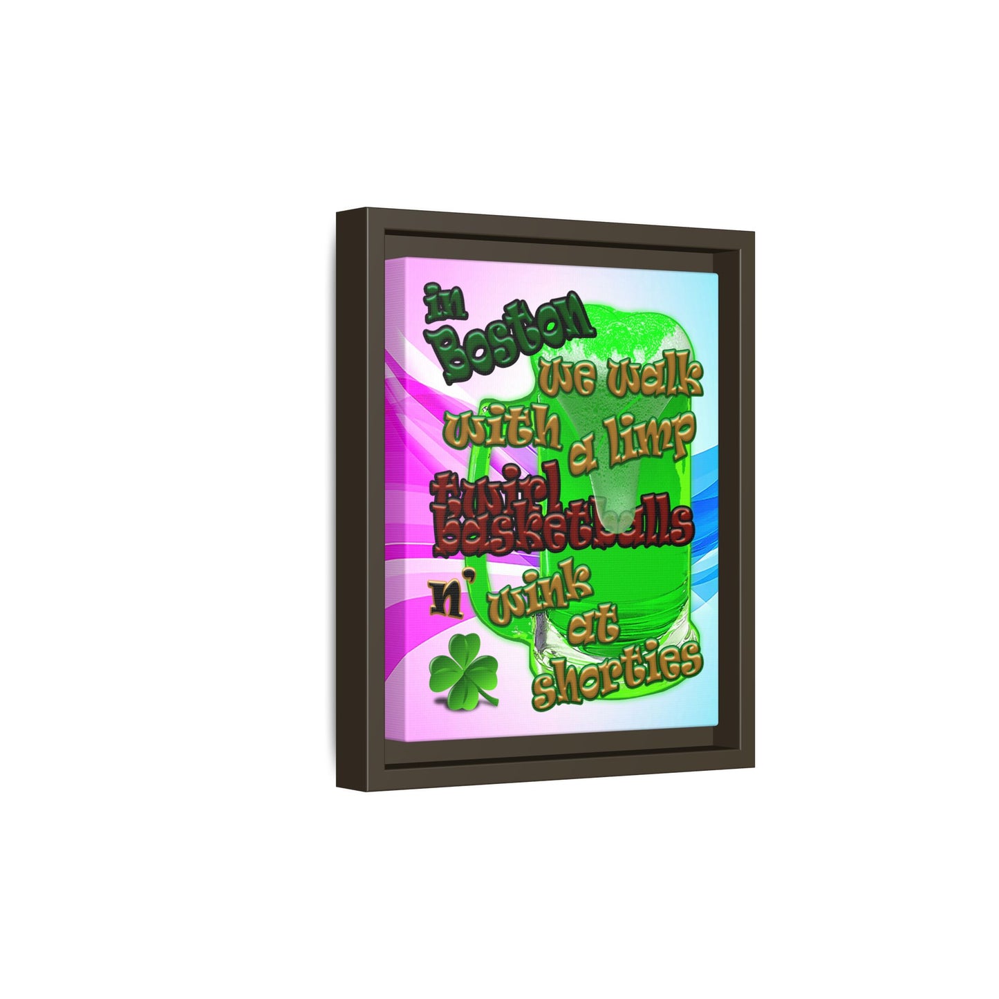 celtics logo - framed canvas art (light blue-pink wave)