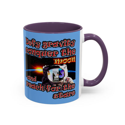 defy conquer reach - Accent Mug (light blue)