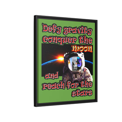defy conquer reach - framed canvas art (green)