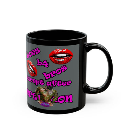 hoes b4 bros - Black Mug (dark grey)