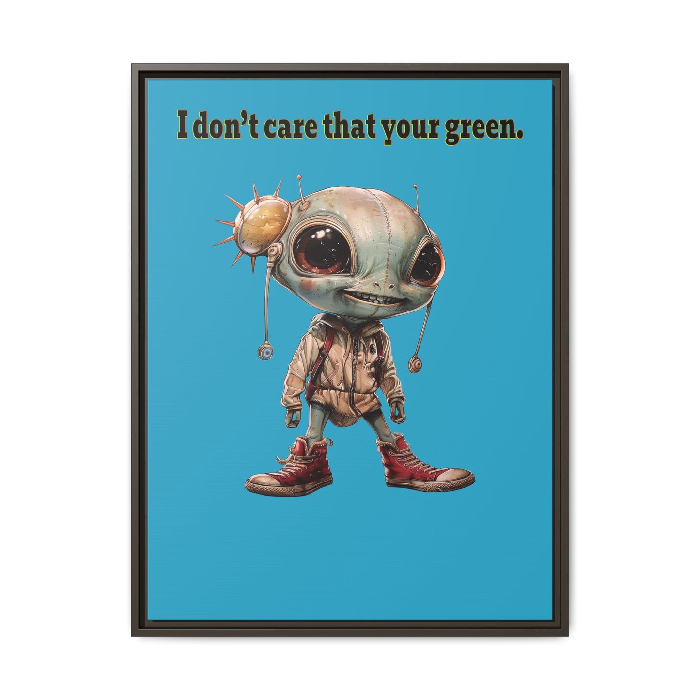 I don't care that your green - framed canvas art (turquoise)