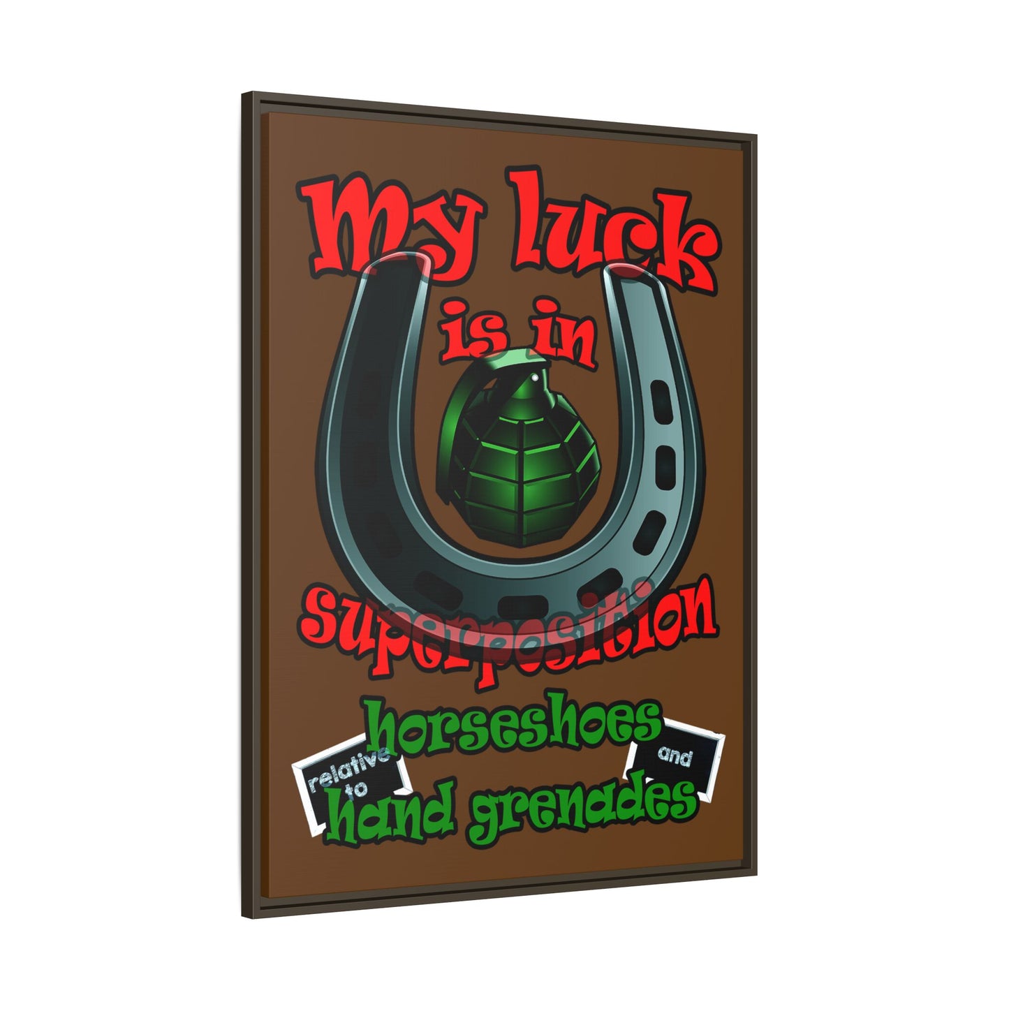my luck - framed canvas art (brown)