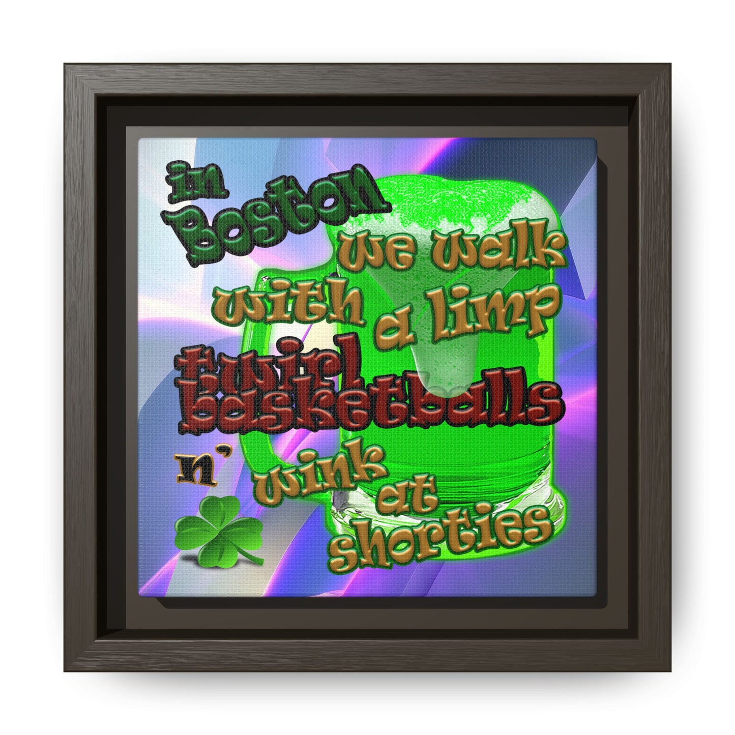 celtics logo - framed canvas art (grey-pink wave)
