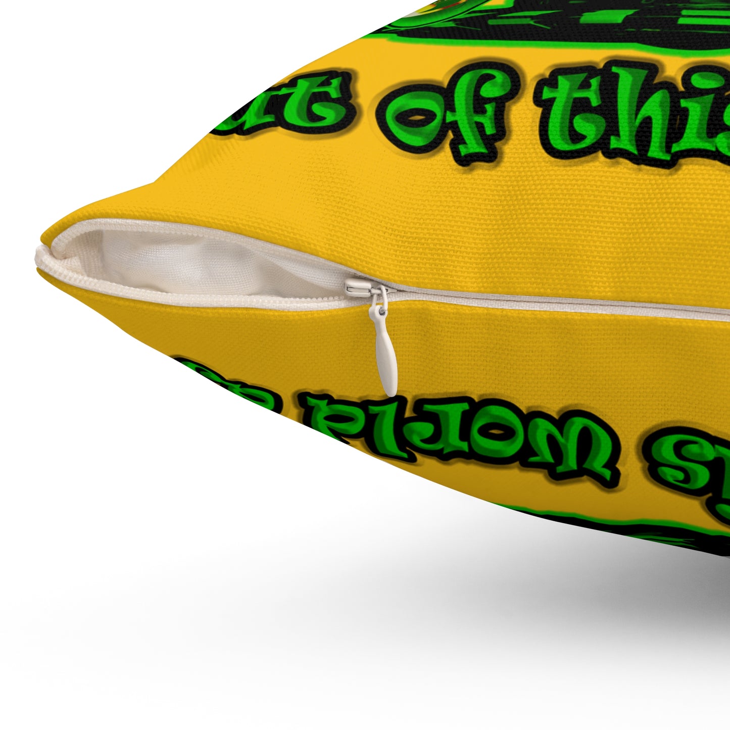 disc jockey - Spun Polyester Square Pillow - (yellow)