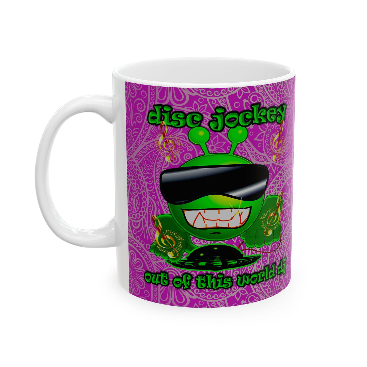 disc jockey - White Mug (pink swirl)