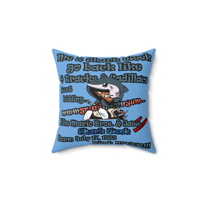 shark week - Spun Polyester Square Pillow - (light blue)