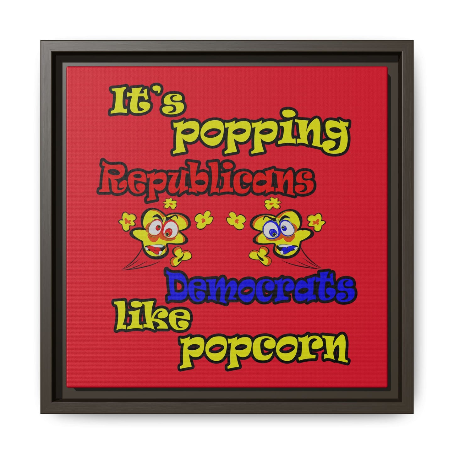 popping like popcorn - framed canvas art (dark red)