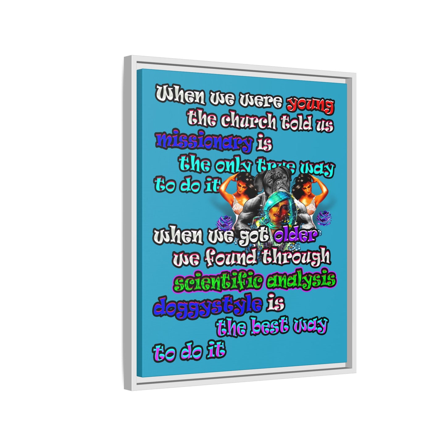 doggystyle - framed canvas art (turquoise)