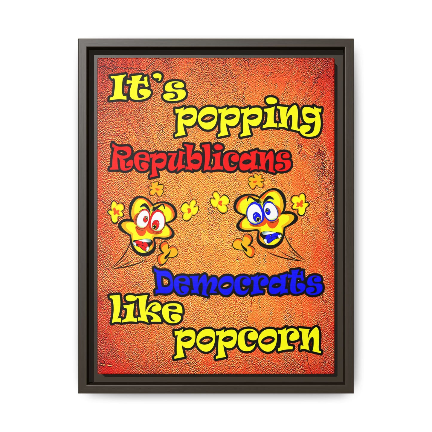 popping like popcorn - framed canvas art (burnt orange)