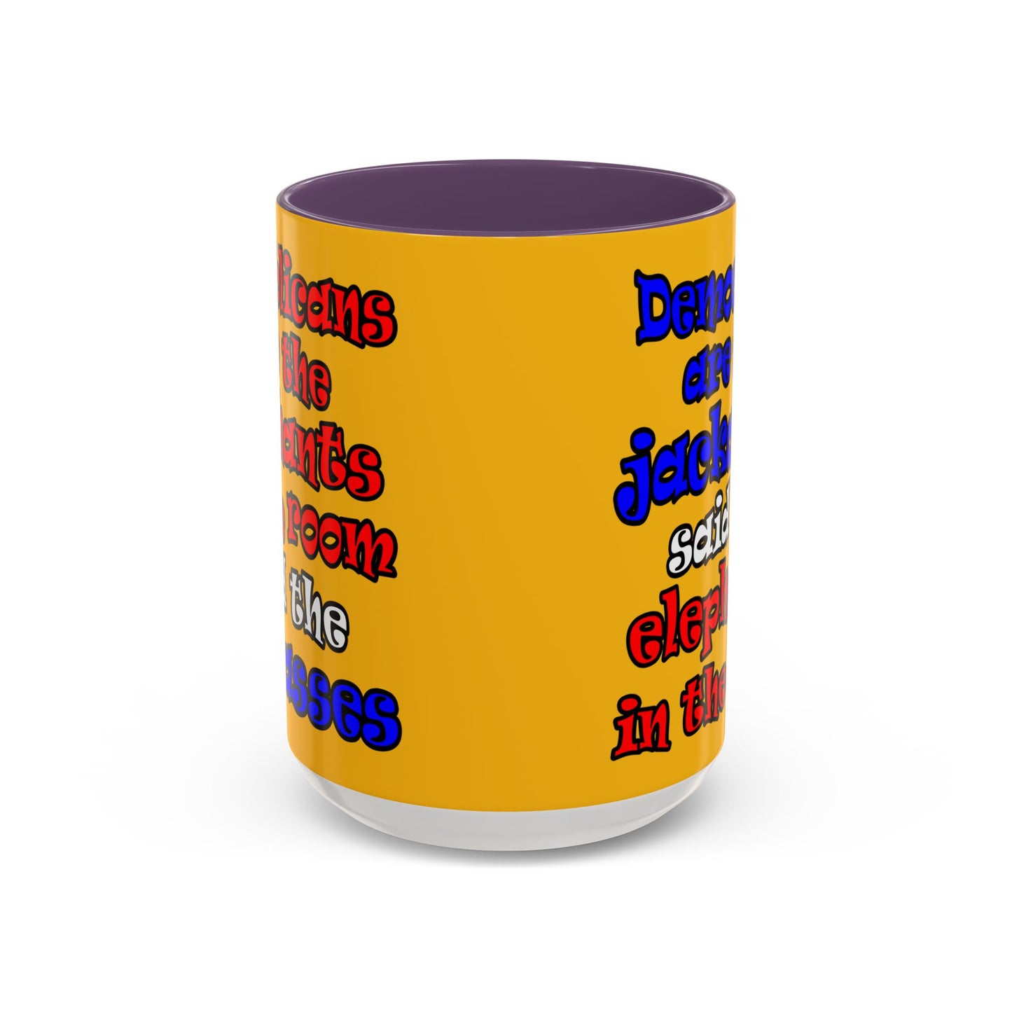 donkeys and elephants - Accent Mug (yellow)