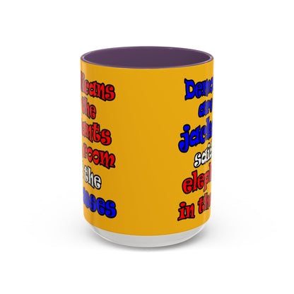 donkeys and elephants - Accent Mug (yellow)