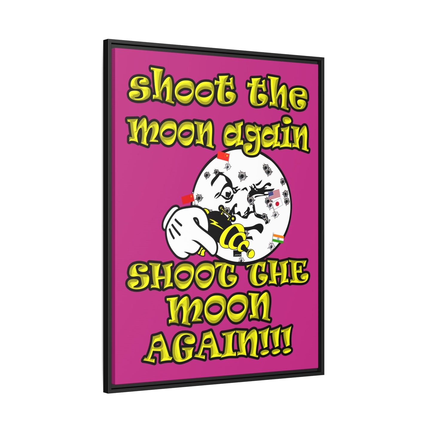 shoot the moon again - framed canvas art (pink)