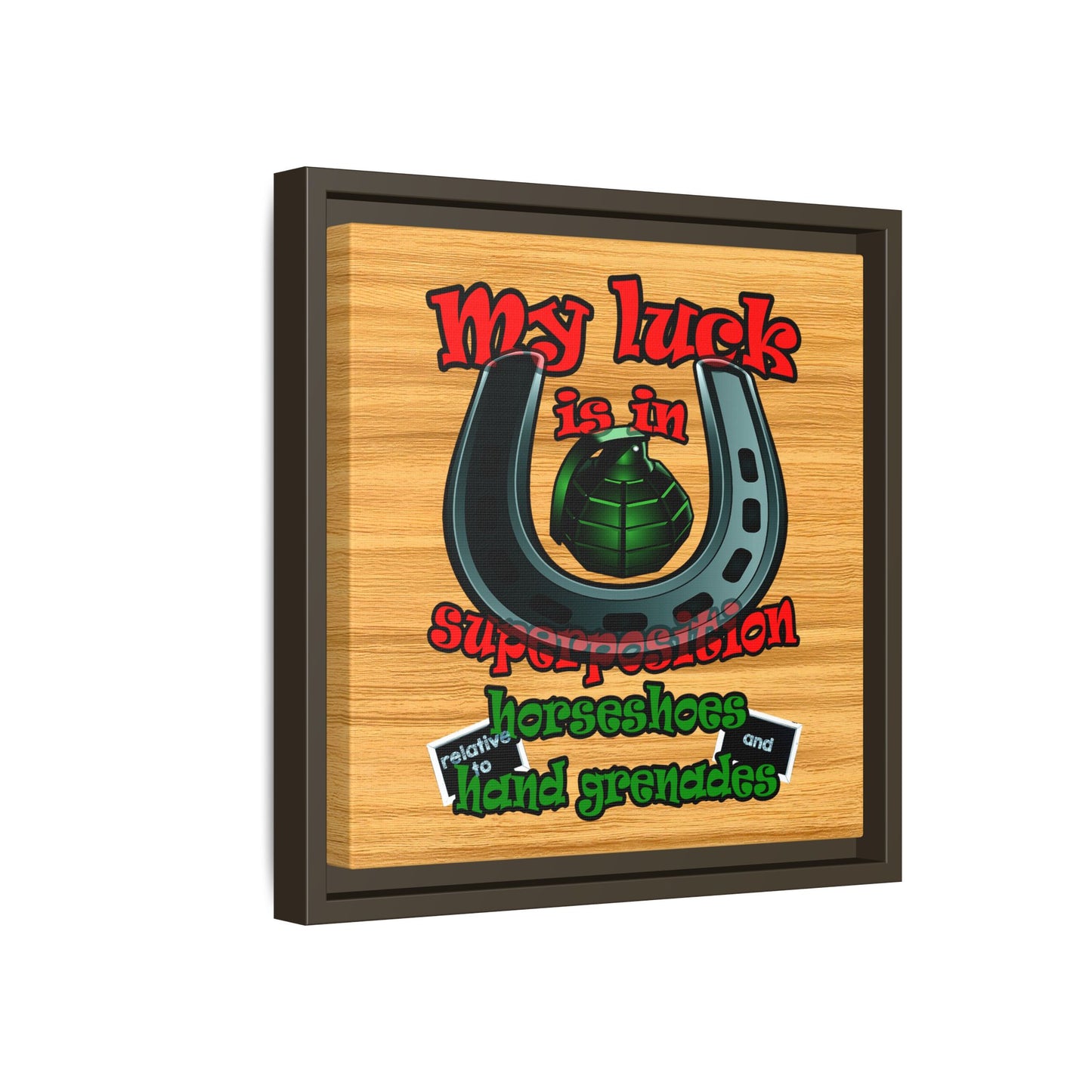 my luck - framed canvas art (butterscotch wood finish)