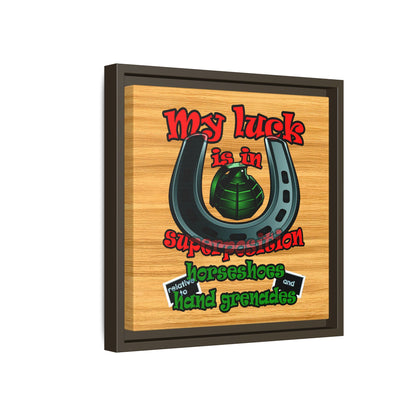 my luck - framed canvas art (butterscotch wood finish)
