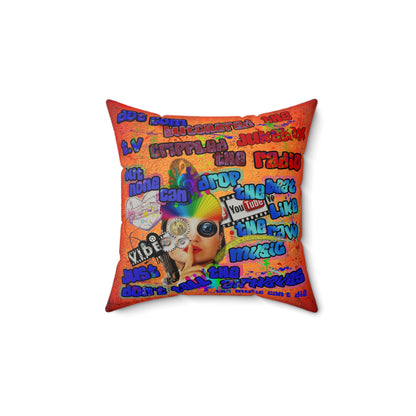 drop the beat - Faux Suede Square Pillow - (burnt orange)