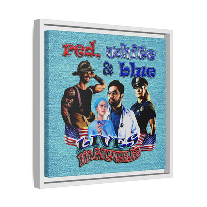 rw&b lives matter - framed canvas art (faded blue)