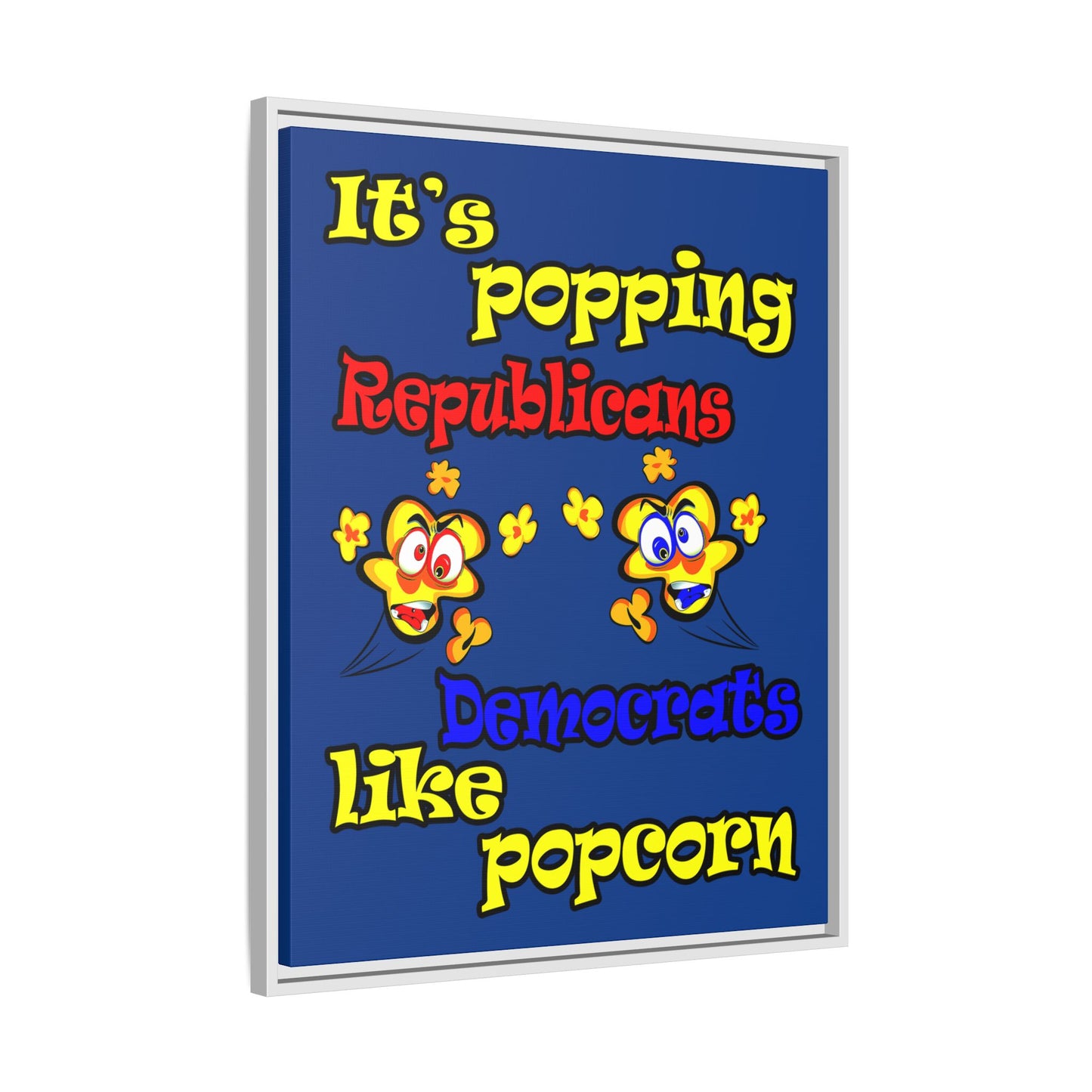 popping like popcorn - framed canvas art (dark blue)