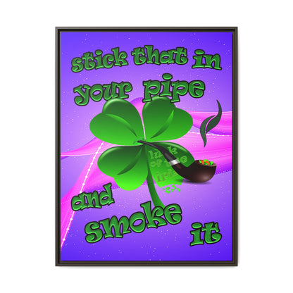 stick that in your pipe and smoke it - framed canvas art (purple-pink wave)