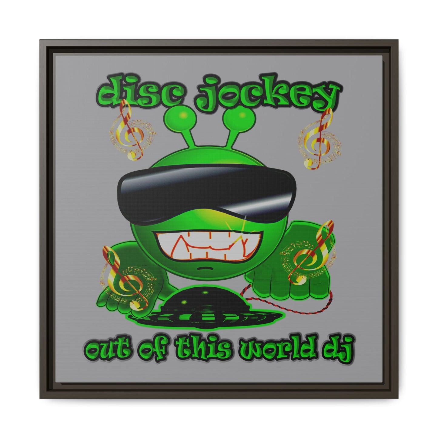 disc jockey - framed canvas art (grey)