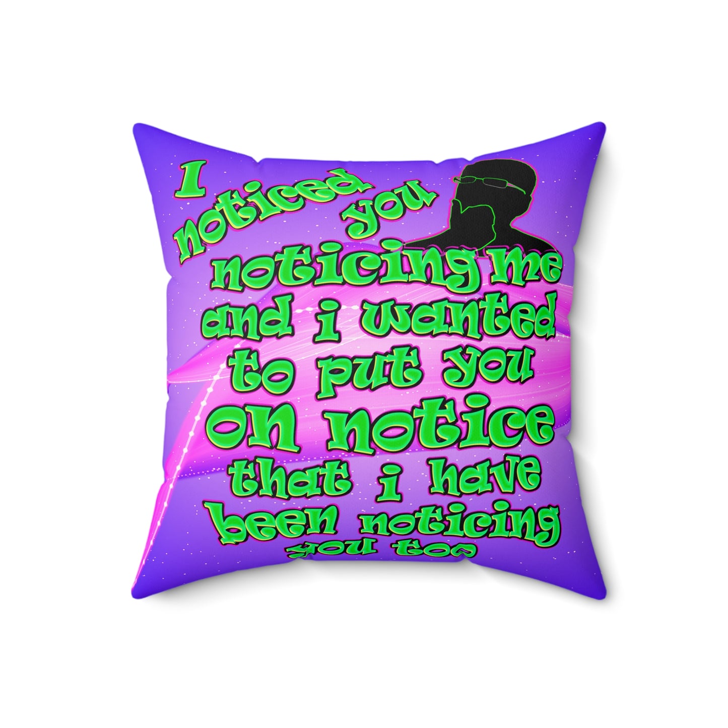 noticed you noticing - Faux Suede Square Pillow - (purple-pink wave)