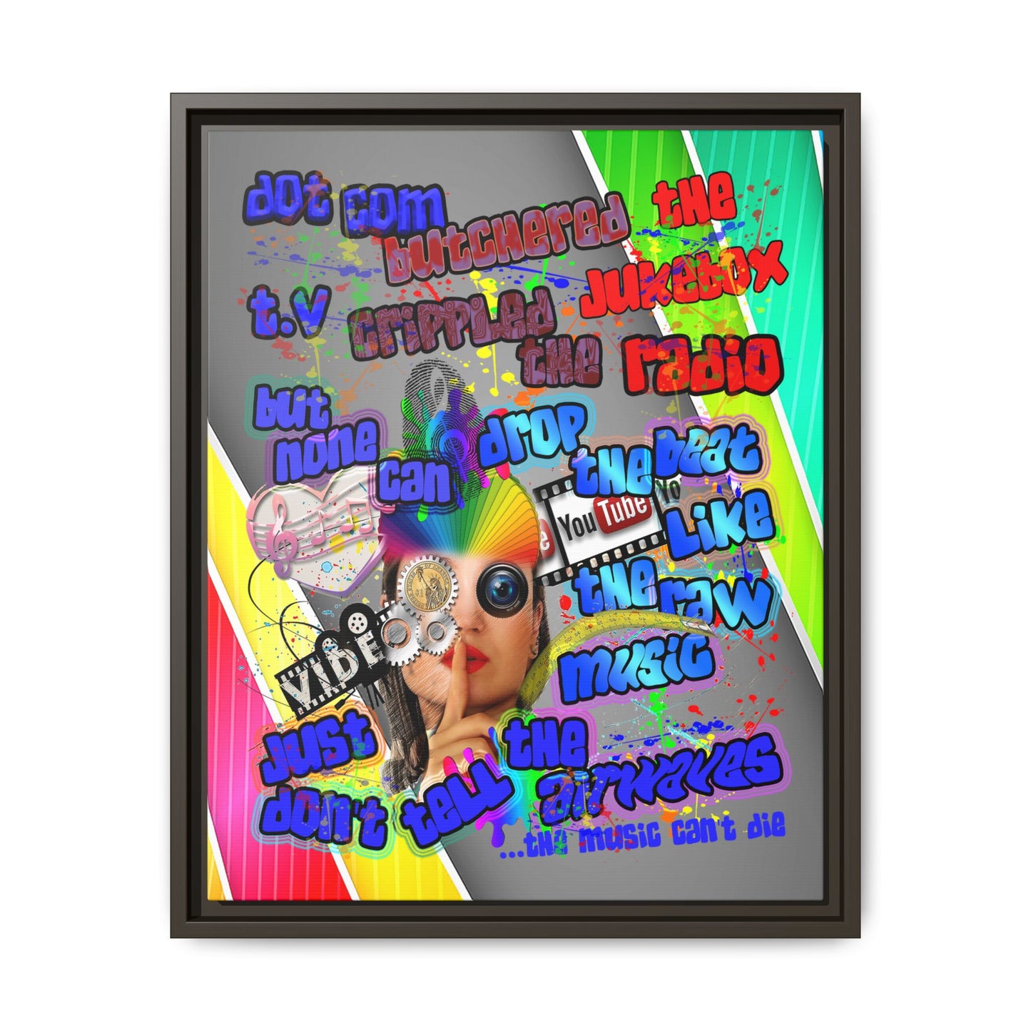 drop the beat - framed canvas art (rainbow split)