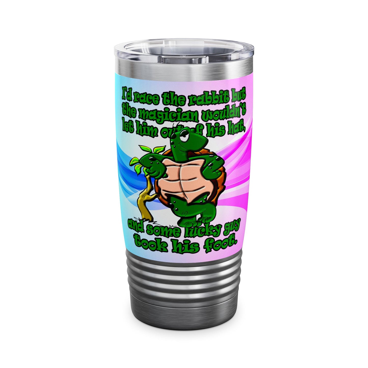 turtle race - Ringneck Tumbler, 20oz (light blue-pink wave)