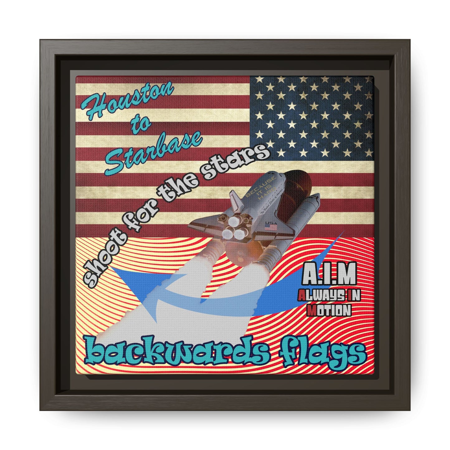 shoot for the stars - framed canvas art (yellow-orange wave)