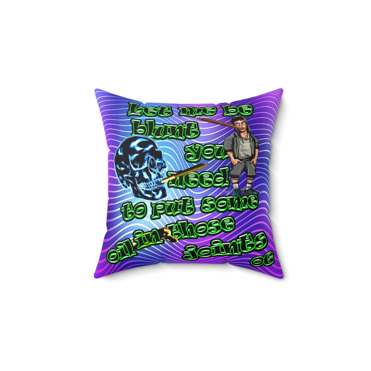 og - Spun Polyester Square Pillow - (purple wave)