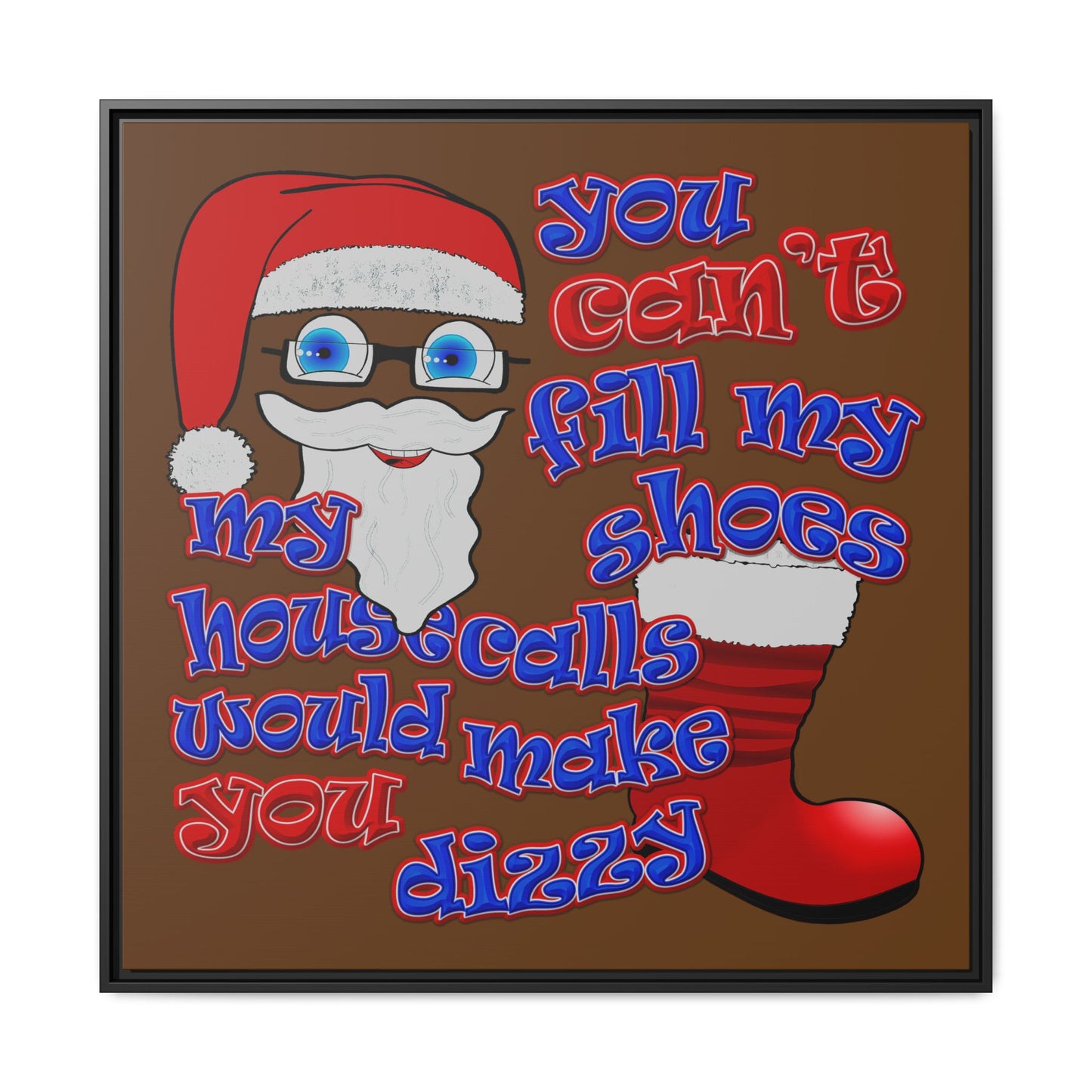santa's shoes - framed canvas art (brown)