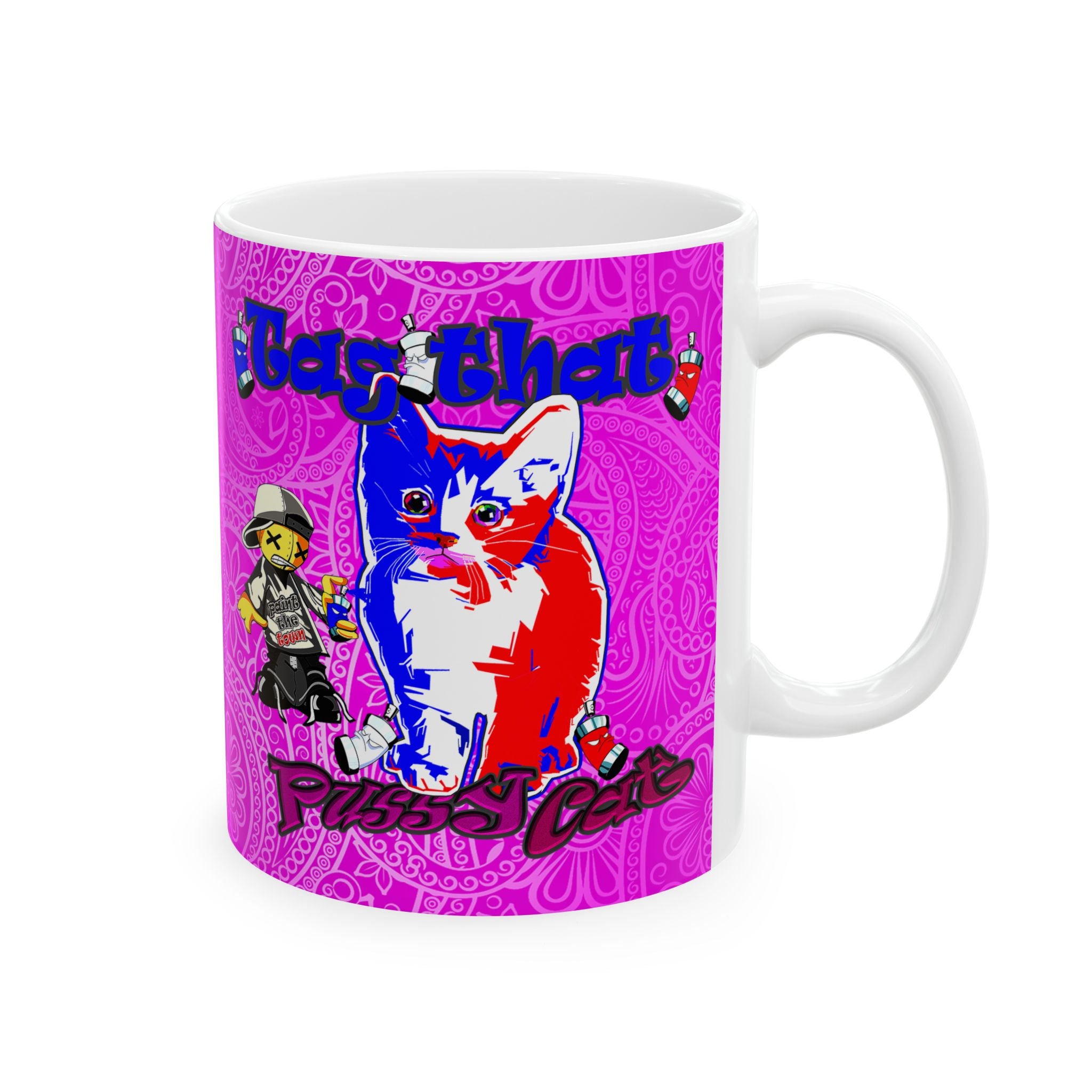 tag that - White Mug (pink swirl)