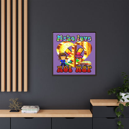 love peace - framed canvas art (light purple)