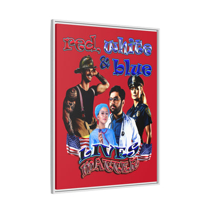 rw&b lives matter - framed canvas art (dark red)