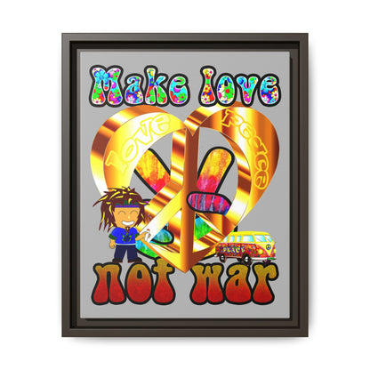 love peace - framed canvas art (light grey)