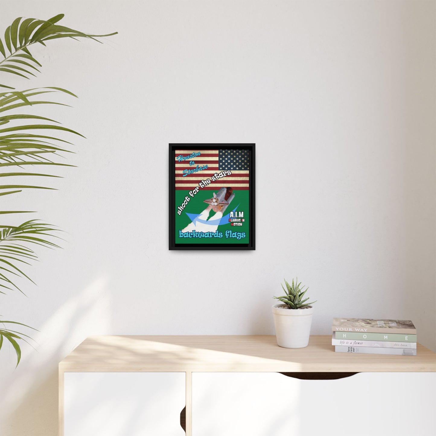 shoot for the stars - framed canvas art (dark green)