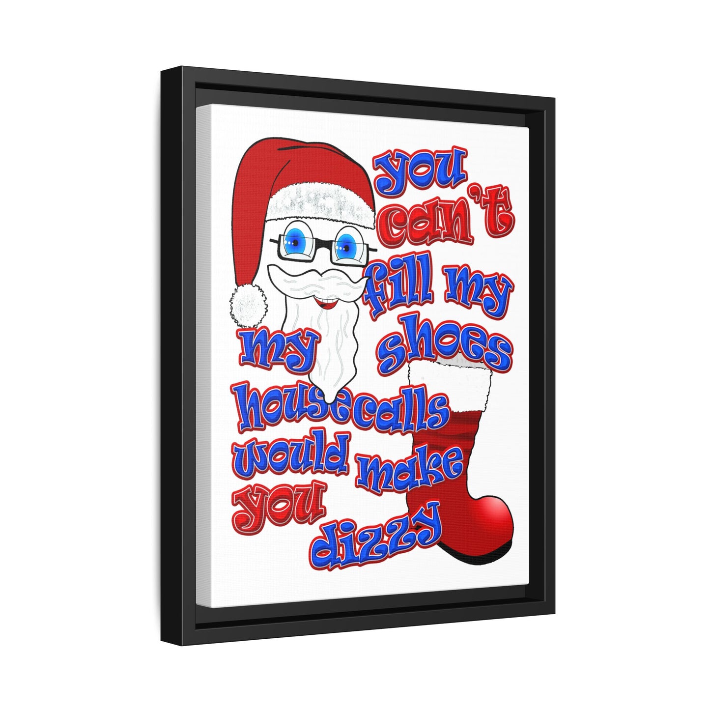 santa's shoes - framed canvas art (white)