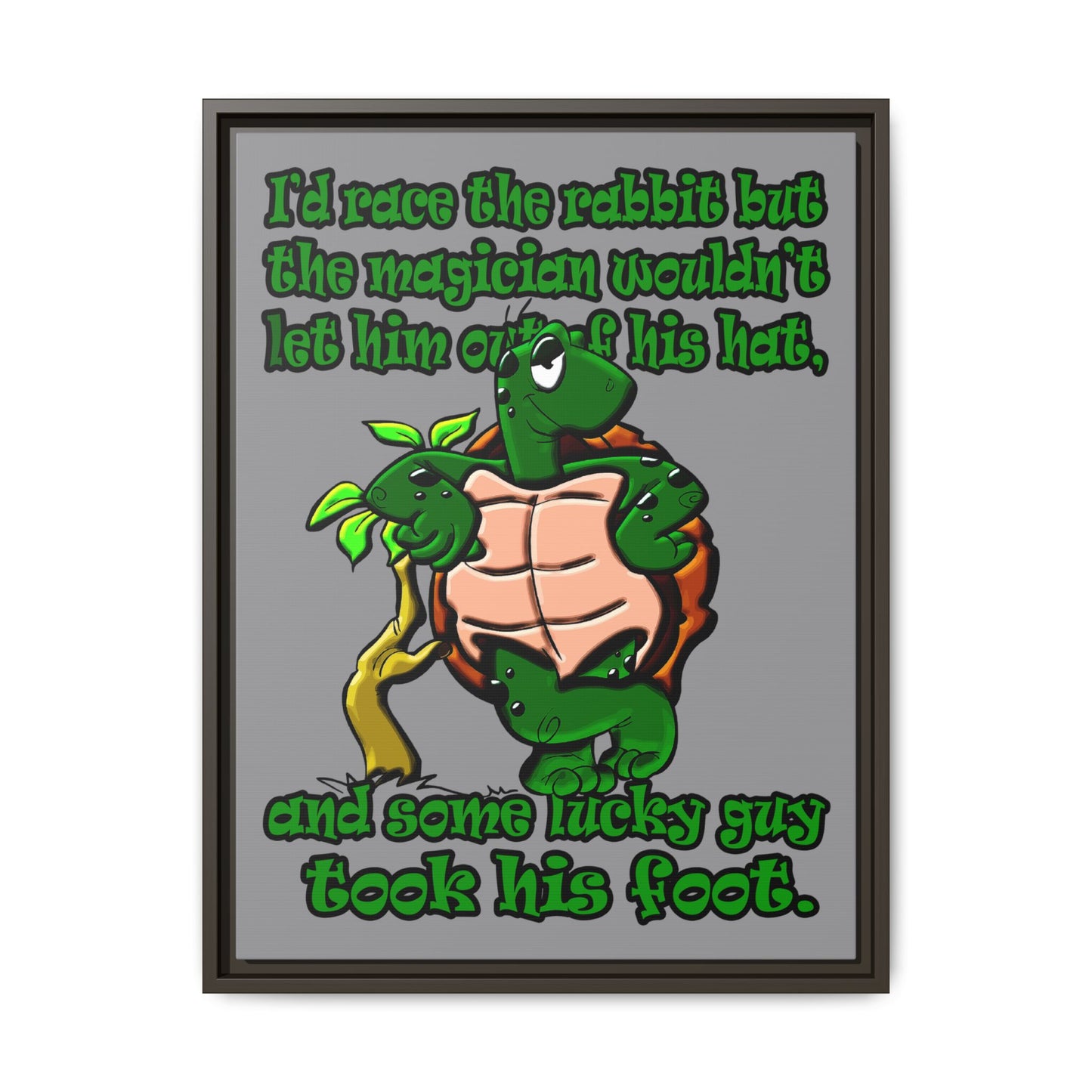 turtle race - framed canvas art (grey)
