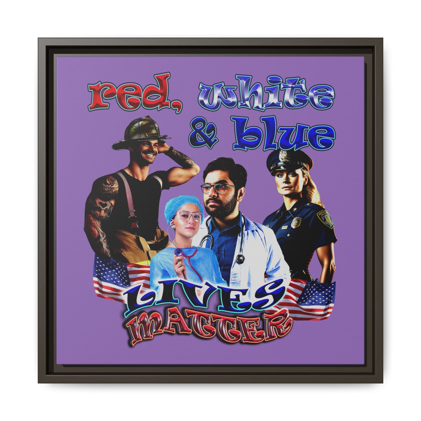 rw&b lives matter - framed canvas art (light purple)