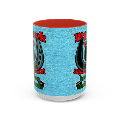 my luck - Accent Mug (faded dark blue)