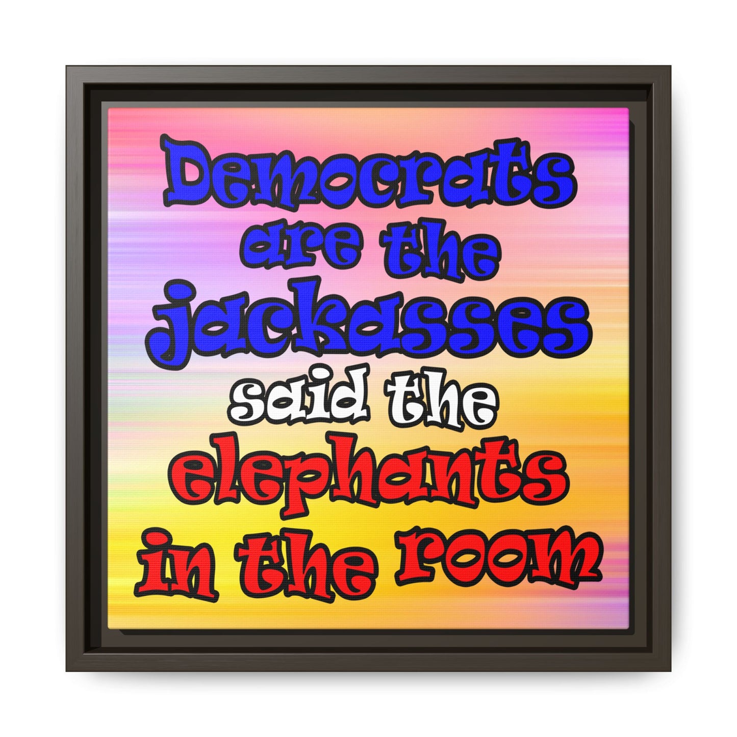 donkeys and elephants - framed canvas art (color blur)