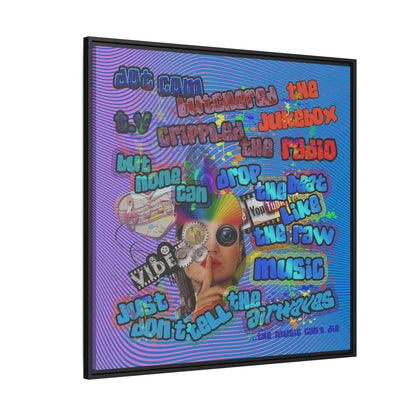drop the beat - framed canvas art (light blue-purple wave)