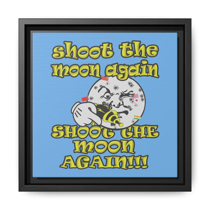 shoot the moon again - framed canvas art (light blue)