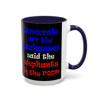 donkeys and elephants - Accent Mug (black)