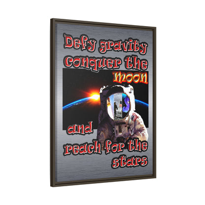 defy conquer reach - framed canvas art (brushed nickel)