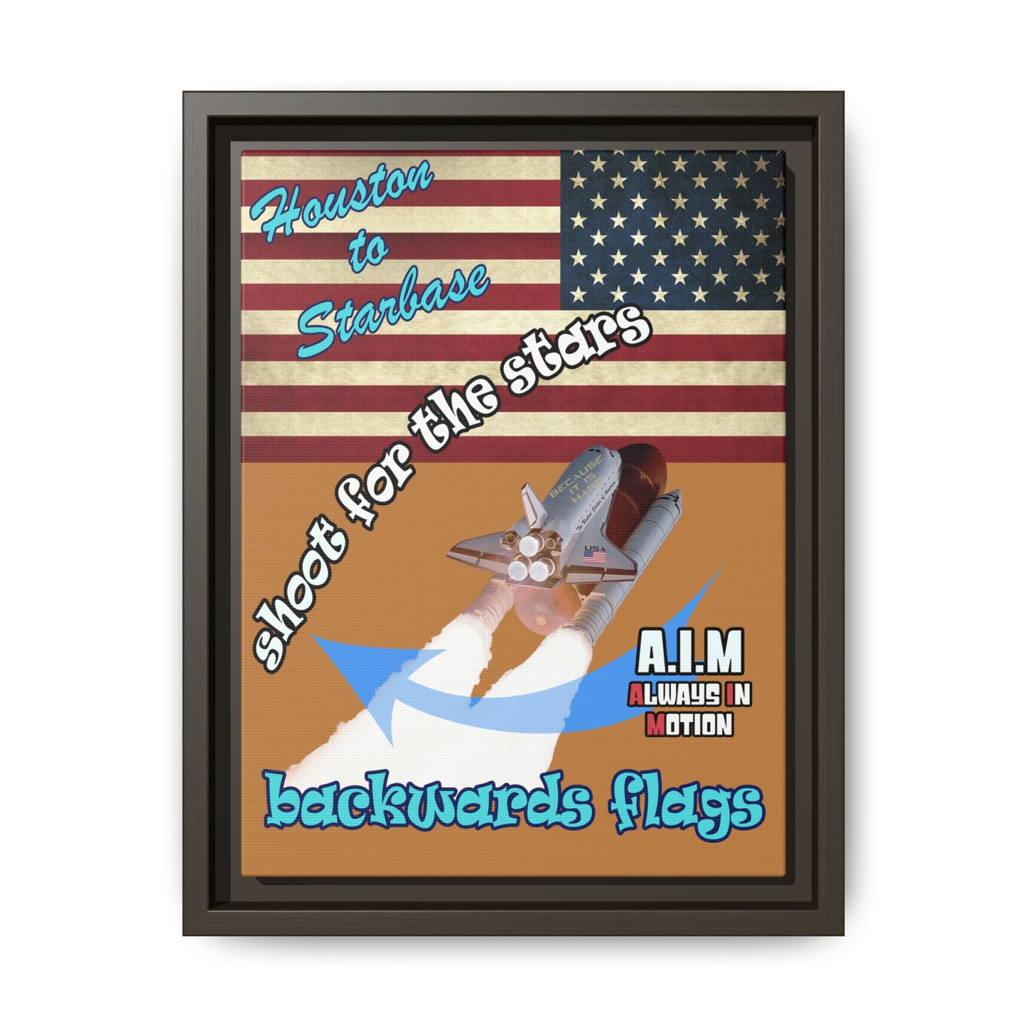 shoot for the stars - framed canvas art (light brown)